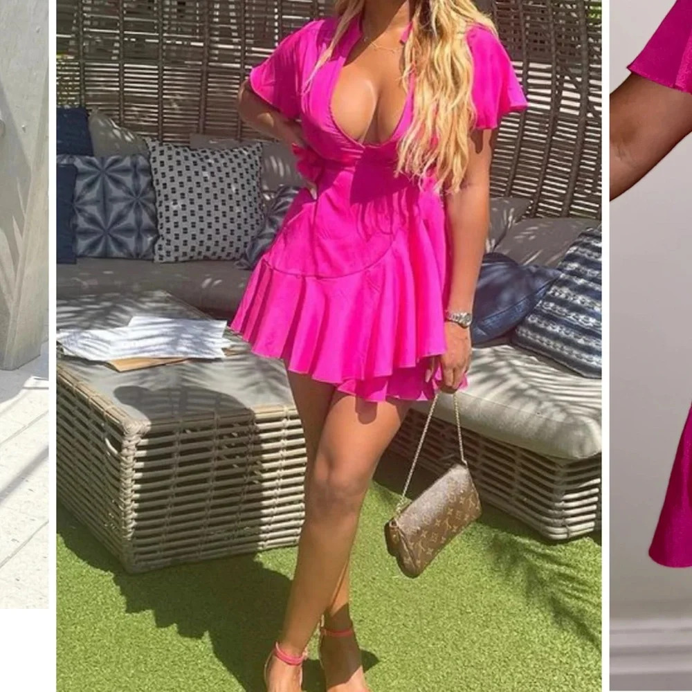 Pink ruffle twirl wrap dress - Picture 5 of 6